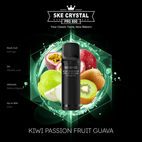 Crystal SKE Pro 800 Pod System Kiwi Passion Fruit Guava