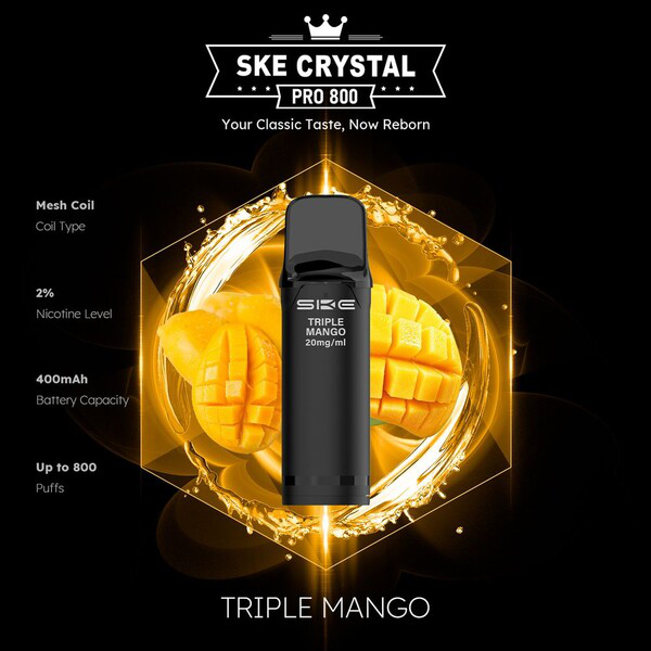 Crystal SKE Pro 800 Pod System Triple Mango