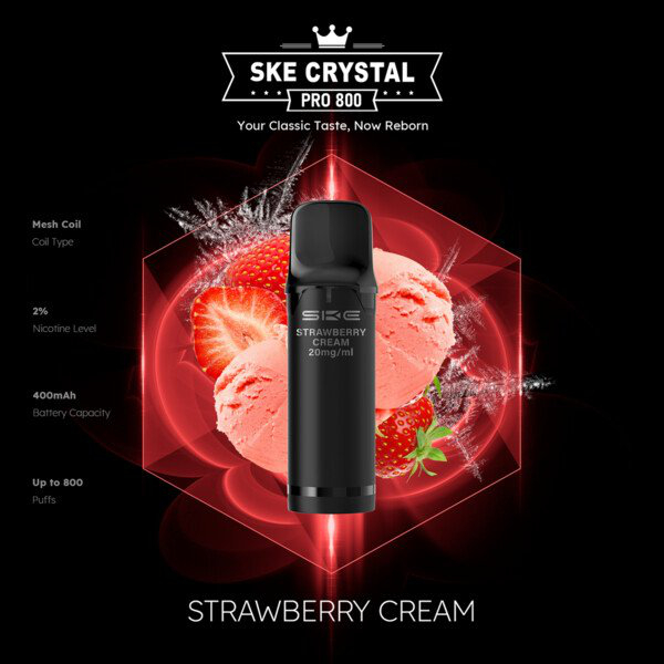 Crystal SKE Pro 800 Pod System Strawberry Cream