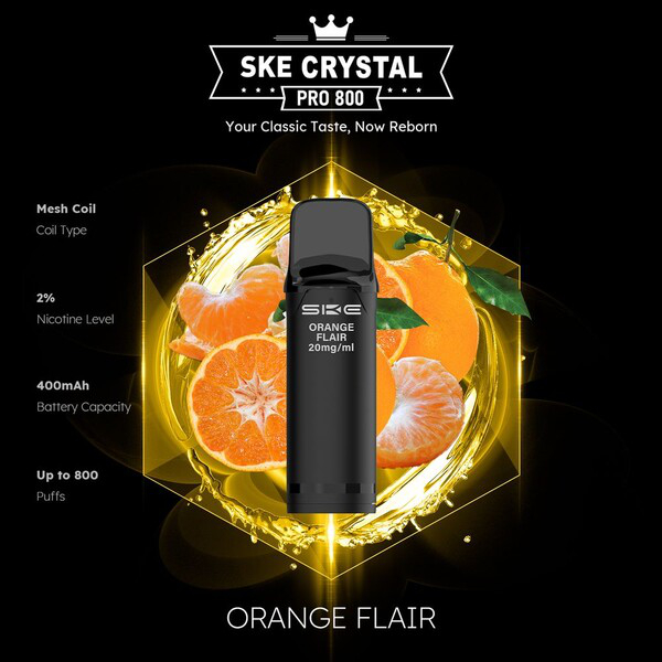 Crystal SKE Pro 800 Pod System Orange Flair