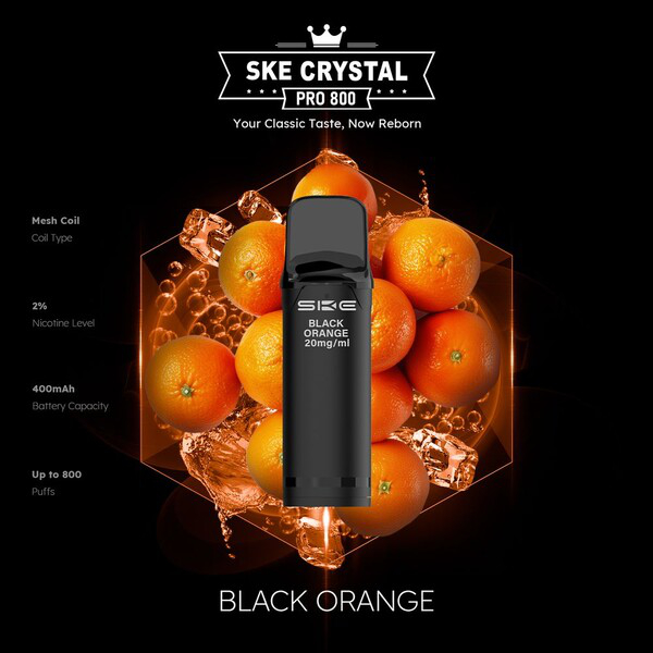 Crystal SKE Pro 800 Pod System Black Orange