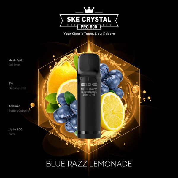 Crystal SKE Pro 800 Pod System Blue Razz Lemoande