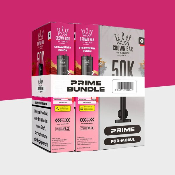 Al Fakher Hypermax 50K Prime- Pod Bundle Strawberry Punch